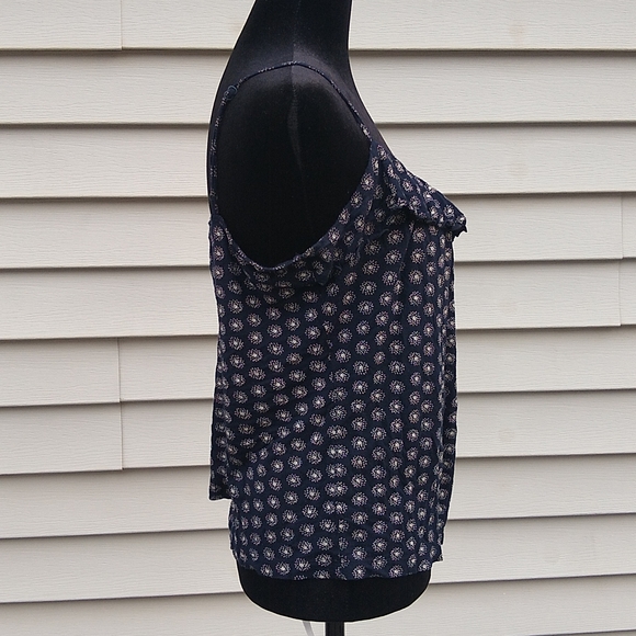 LOFT Navy Blue and Cream tank top Size LP - Picture 4 of 11